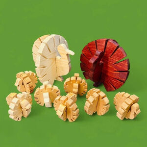 Vintage Wood Turkey Fall Decor Thanksgiving Napkin Holder Sculpture Puzzle Lot